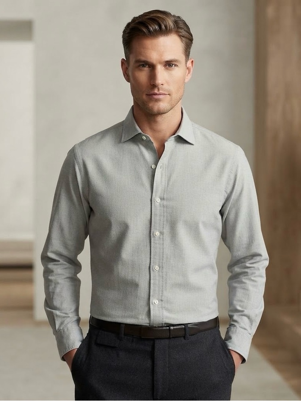 Polo by Ralph Lauren grey Long-Sleeve Dress Shirt